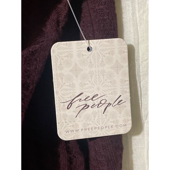 Free People Shirt Women's Small NWT Juicy Cowl Neck Oversized Split Back Wine - Picture 6 of 10